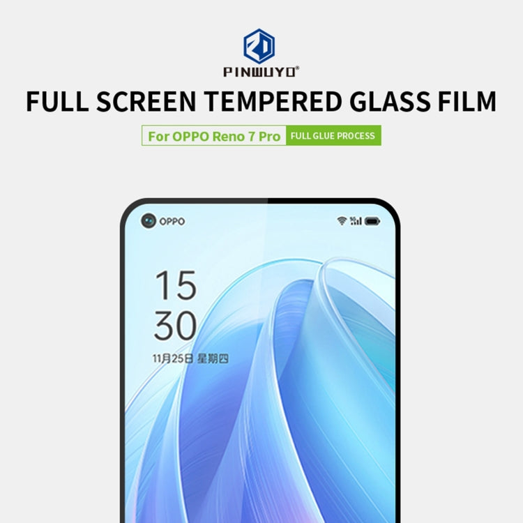 For OPPO Reno7 Pro 5G PINWUYO 9H 2.5D Full Screen Tempered Glass Film(Black)