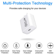 1m AU-20W PD USB-C / Type-C Travel Charger with USB-C to 8 Pin Data Cable, AU Plug