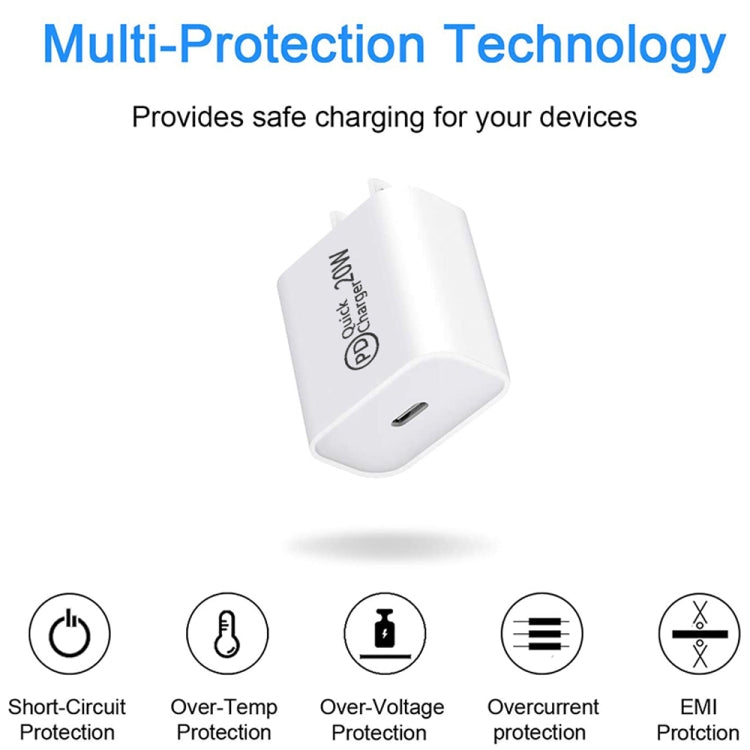 1m AU-20W PD USB-C / Type-C Travel Charger with USB-C to 8 Pin Data Cable, AU Plug