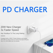 2m AU-20W PD USB-C / Type-C Travel Charger with USB-C to 8 Pin Data Cable, AU Plug