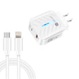 PD03 20W PD3.0 + QC3.0 USB Charger with Type-C to 8 Pin Data Cable, US Plug(White) - USB Charger by PMC TechLife | Online Shopping South Africa | PMC TechLife | Buy Now Pay Later Mobicred