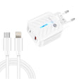 PD03 20W PD3.0 + QC3.0 USB Charger with Type-C to 8 Pin Data Cable, EU Plug(White) - USB Charger by PMC TechLife | Online Shopping South Africa | PMC TechLife | Buy Now Pay Later Mobicred