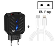 PD03 20W PD3.0 + QC3.0 USB Charger with Type-C to 8 Pin Data Cable, EU Plug(White)