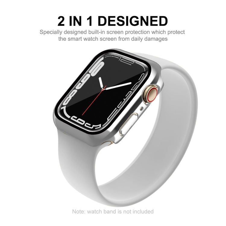 For Apple Watch Series 8 / 7 41mm ENKAY Hat-Prince 2 in 1 PC Frame + 9H Tempered Glass Case(Silver) - Watch Cases by ENKAY