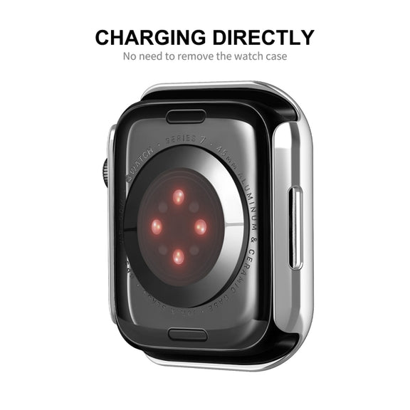 For Apple Watch Series 8 / 7 41mm ENKAY Hat-Prince 2 in 1 PC Frame + 9H Tempered Glass Case(Silver) - Watch Cases by ENKAY