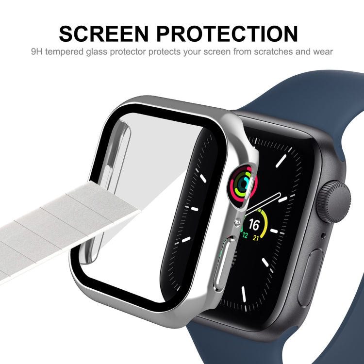 For Apple Watch Series 8 / 7 41mm ENKAY Hat-Prince 2 in 1 PC Frame + 9H Tempered Glass Case(Silver) - Watch Cases by ENKAY