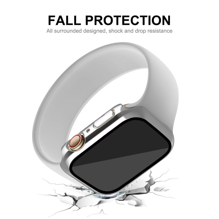 For Apple Watch Series 8 / 7 41mm ENKAY Hat-Prince 2 in 1 PC Frame + 9H Tempered Glass Case(Silver) - Watch Cases by ENKAY