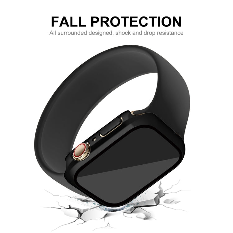 For Apple Watch Series 8 / 7 45mm ENKAY Hat-Prince 2 in 1 PC Frame + 9H Tempered Glass Case(Black)