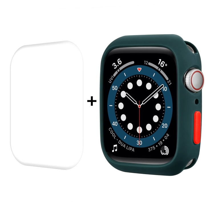 ENKAY  TPU Case  + Full Coverage PET Screen Protector For Apple Watch Series 8 / 7 41mm(Deep Green)