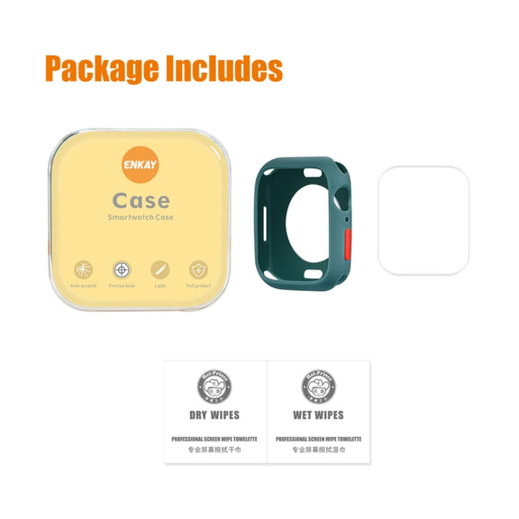 ENKAY  TPU Case  + Full Coverage PET Screen Protector For Apple Watch Series 8 / 7 41mm(White)