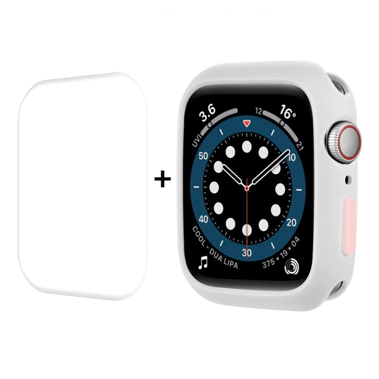 ENKAY  TPU Case  + Full Coverage PET Screen Protector For Apple Watch Series 8 / 7 45mm(White)
