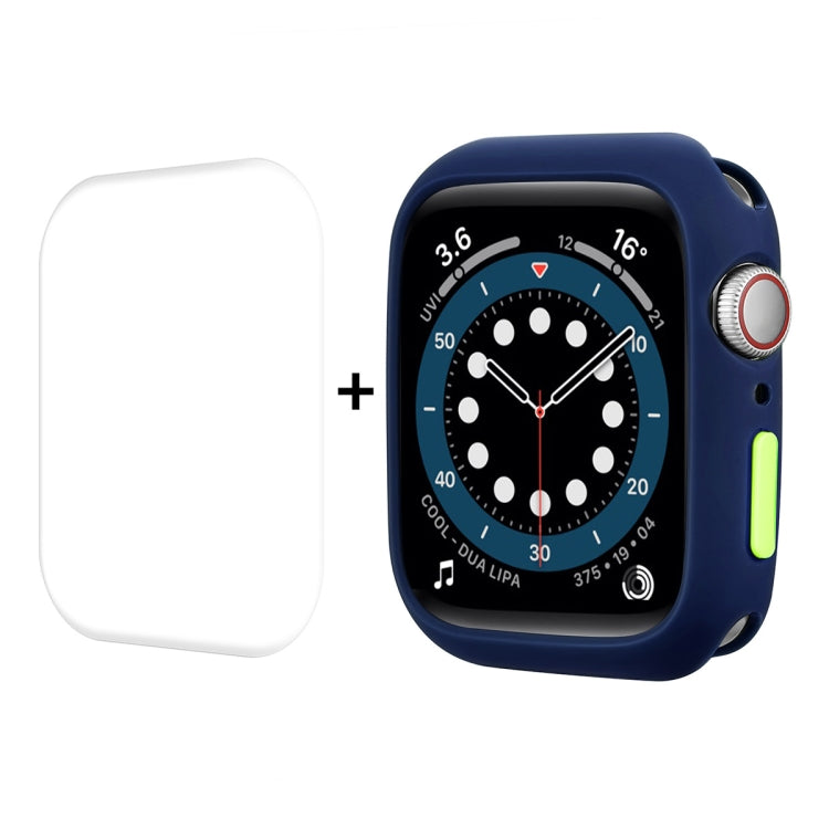 ENKAY  TPU Case  + Full Coverage PET Screen Protector For Apple Watch Series 8 / 7 45mm(Dark Blue)