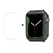 For Apple Watch Series 8 / 7 41mm ENKAY Carbon Fiber PC Case + Full Coverage PET Screen Protector - Watch Cases by ENKAY