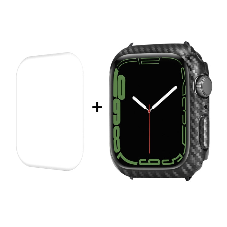 For Apple Watch Series 8 / 7 41mm ENKAY Carbon Fiber PC Case + Full Coverage PET Screen Protector - Watch Cases by ENKAY