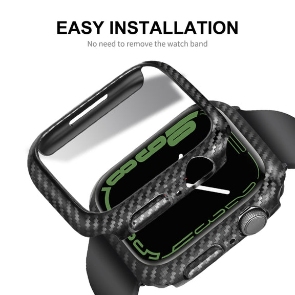 For Apple Watch Series 8 / 7 45mm ENKAY Carbon Fiber PC Case + Full Coverage PET Screen Protector - Watch Cases by ENKAY
