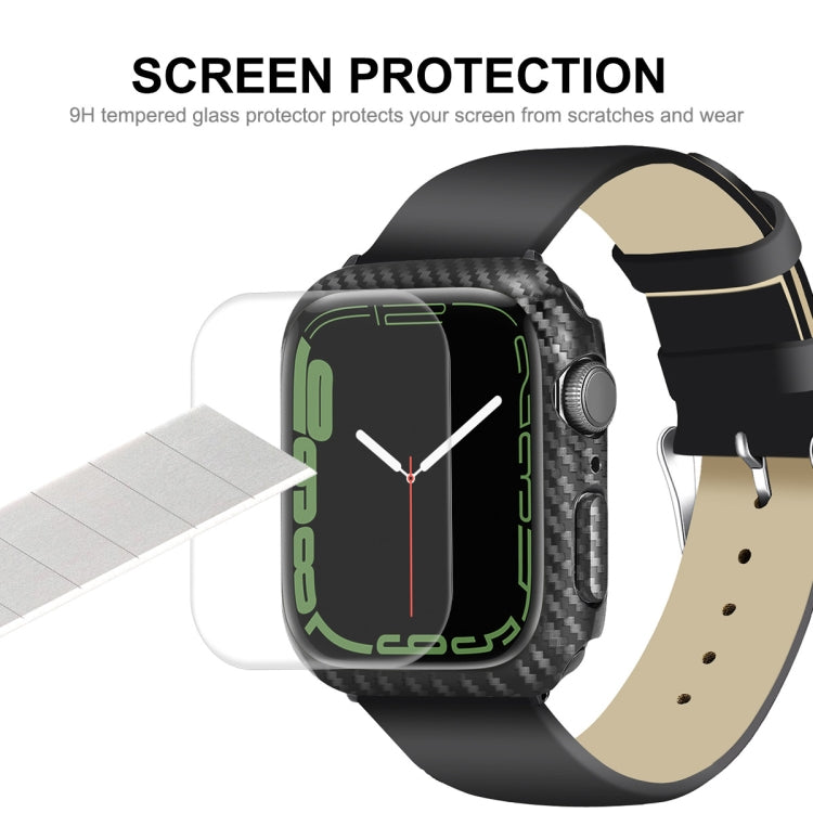 For Apple Watch Series 8 / 7 45mm ENKAY Carbon Fiber PC Case + Full Coverage PET Screen Protector - Watch Cases by ENKAY