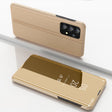 For Samsung Galaxy A53 5G Plated Mirror Flip Leather Case with Holder(Gold) - Galaxy Phone Cases by PMC TechLife | Online Shopping South Africa | PMC TechLife