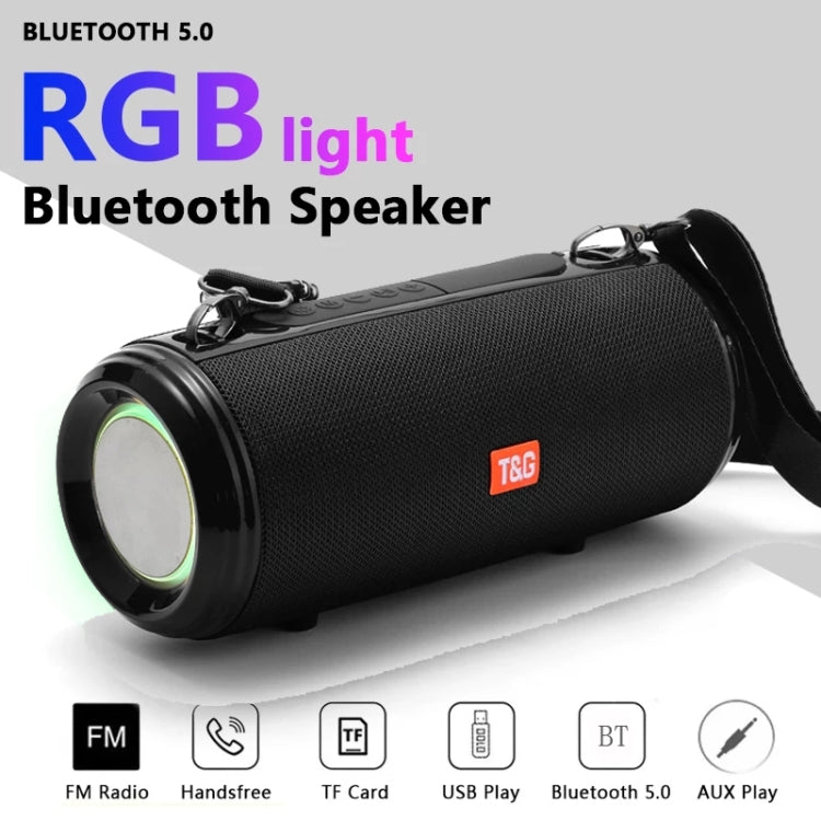 T&G TG537 RGB Light Portable Water-resistant Bluetooth Speaker Supports FM / TF Card(Blue)