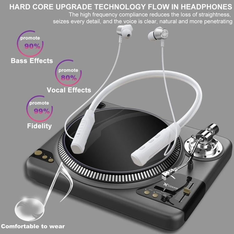 JG4 Flashing LED Neck-mounted Stereo Bluetooth Wireless Earphone(Black)