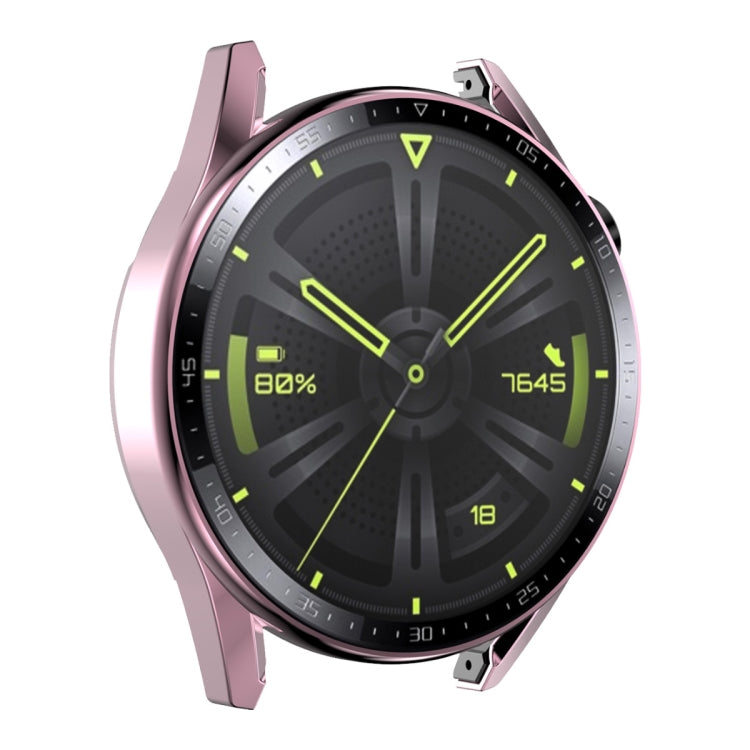 For Huawei Watch GT 3 46mm ENKAY PC Frame + Tempered Glass Protector Case With Scale(Pink) - Watch Cases by ENKAY