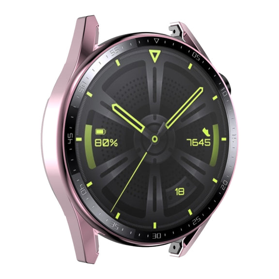 For Huawei Watch GT 3 46mm ENKAY PC Frame + Tempered Glass Protector Case With Scale(Pink) - Watch Cases by ENKAY
