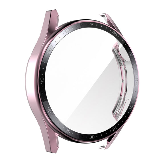 For Huawei Watch GT 3 46mm ENKAY PC Frame + Tempered Glass Protector Case With Scale(Pink) - Watch Cases by ENKAY