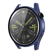 For Huawei Watch GT 3 46mm ENKAY Matte PC Frame + Tempered Glass Protector Case(Dark Blue) - Watch Cases by ENKAY