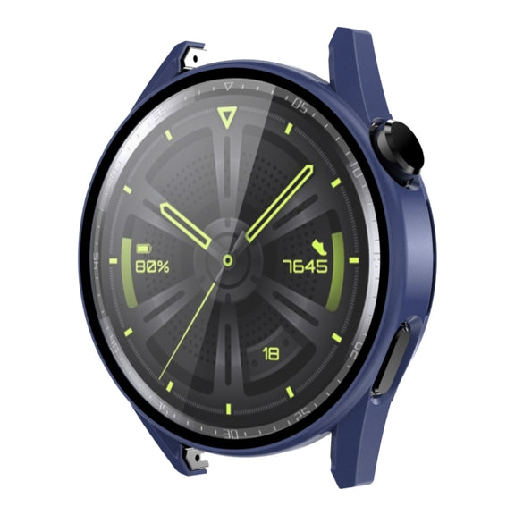 For Huawei Watch GT 3 46mm ENKAY Matte PC Frame + Tempered Glass Protector Case(Dark Blue) - Watch Cases by ENKAY