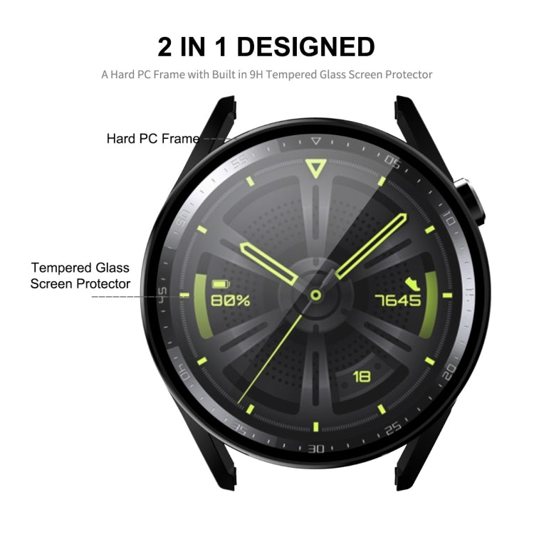 For Huawei Watch GT 3 46mm ENKAY Matte PC Frame + Tempered Glass Protector Case(Dark Green)