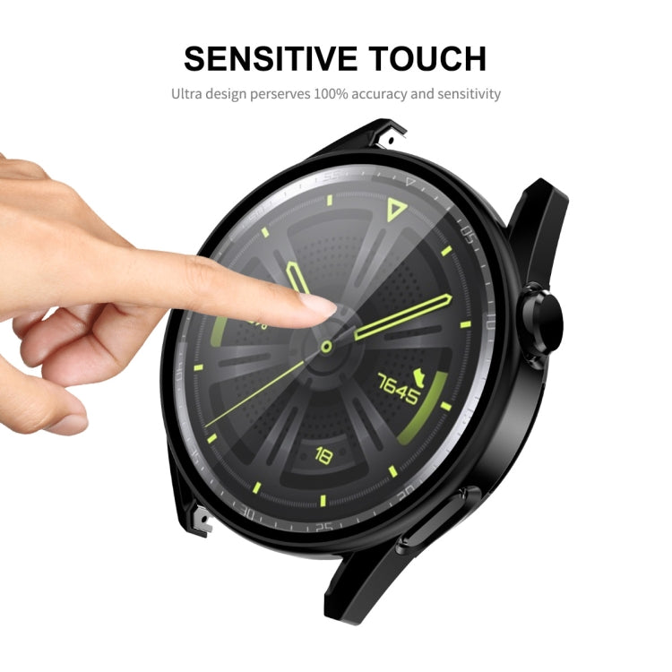 For Huawei Watch GT 3 46mm ENKAY Matte PC Frame + Tempered Glass Protector Case(Dark Green)