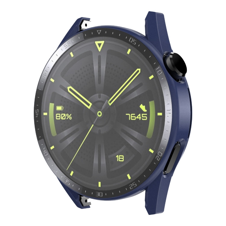For Huawei Watch GT 3 46mm ENKAY Matte PC Frame + Tempered Glass Protector Case With Scale(Dark Blue)