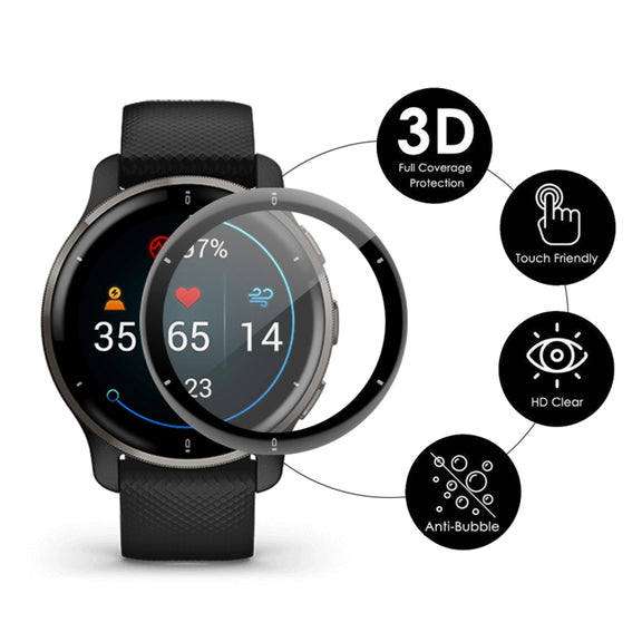2 PCS Compatible with Garmin Venu 2 Plus ENKAY Hat-Prince 3D Full Coverage Soft PC Edge + PMMA HD Protector Film