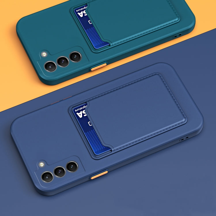 For Samsung Galaxy S22+ 5G Skin Feel Card Contrast Color Button TPU Phone Case(Black)
