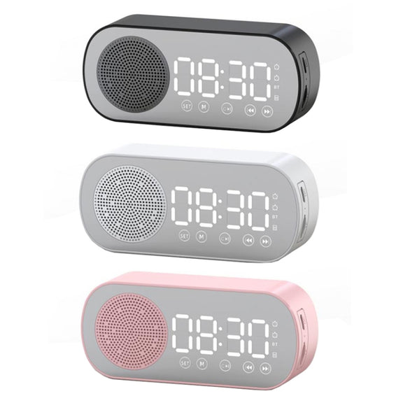 Z7 Digital Bluetooth 5.0 Speaker Multi-function Mirror Alarm Clock FM Radio(Pink)