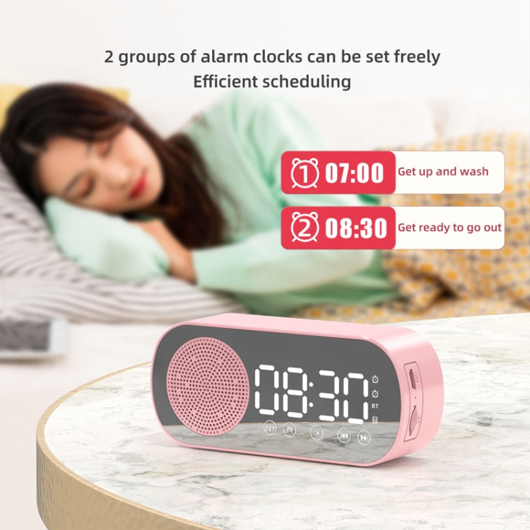 Z7 Digital Bluetooth 5.0 Speaker Multi-function Mirror Alarm Clock FM Radio(Pink)