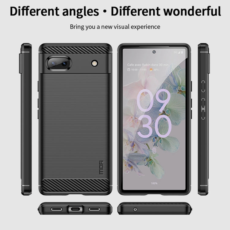 For Google Pixel 6A MOFI Gentleness Brushed Carbon Fiber Soft TPU Case(Blue)