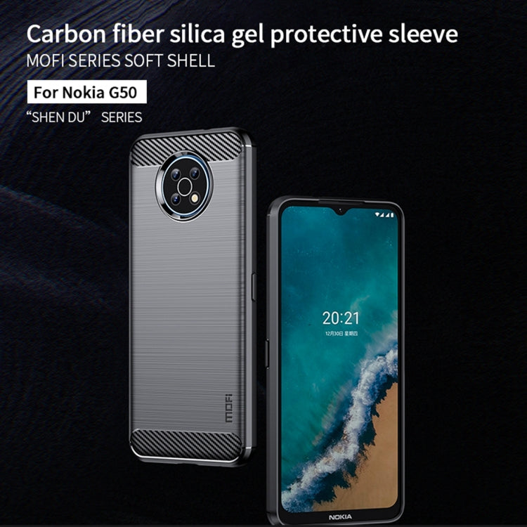 For Nokia G50 MOFI Gentleness Brushed Carbon Fiber Soft TPU Case(Blue)