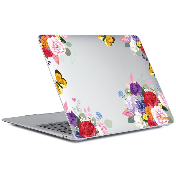 ENKAY Flower Series Pattern Laotop Protective Crystal Case For MacBook Air 13.3 inch A1932 / A2179 / A2337(Rose)