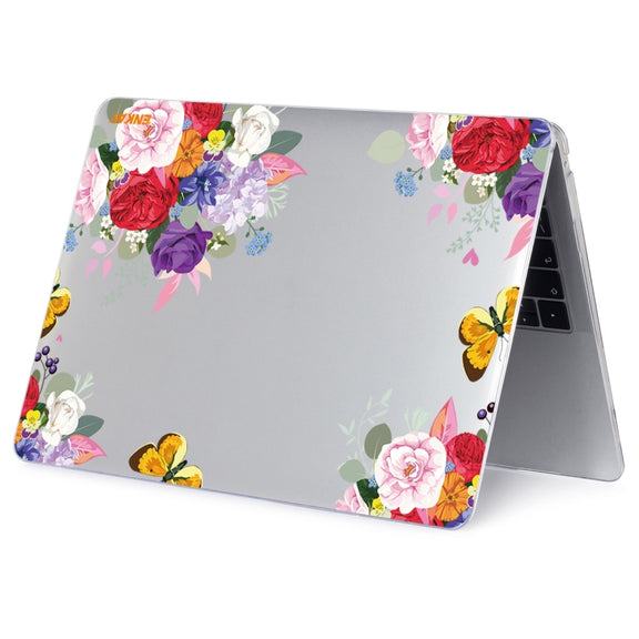ENKAY Flower Series Pattern Laotop Protective Crystal Case For MacBook Air 13.3 inch A1932 / A2179 / A2337(Rose)