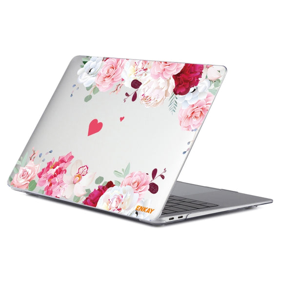 ENKAY Flower Series Pattern Laotop Protective Crystal Case For MacBook Air 13.3 inch A1932 / A2179 / A2337(Peony)