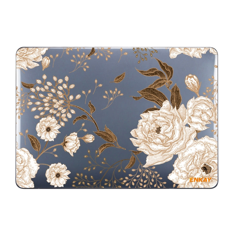 ENKAY Vintage Pattern Series Laotop Protective Crystal Case For MacBook Pro 13.3 inch A1706 / A1708 / A1989 / A2159(Golden Peony)