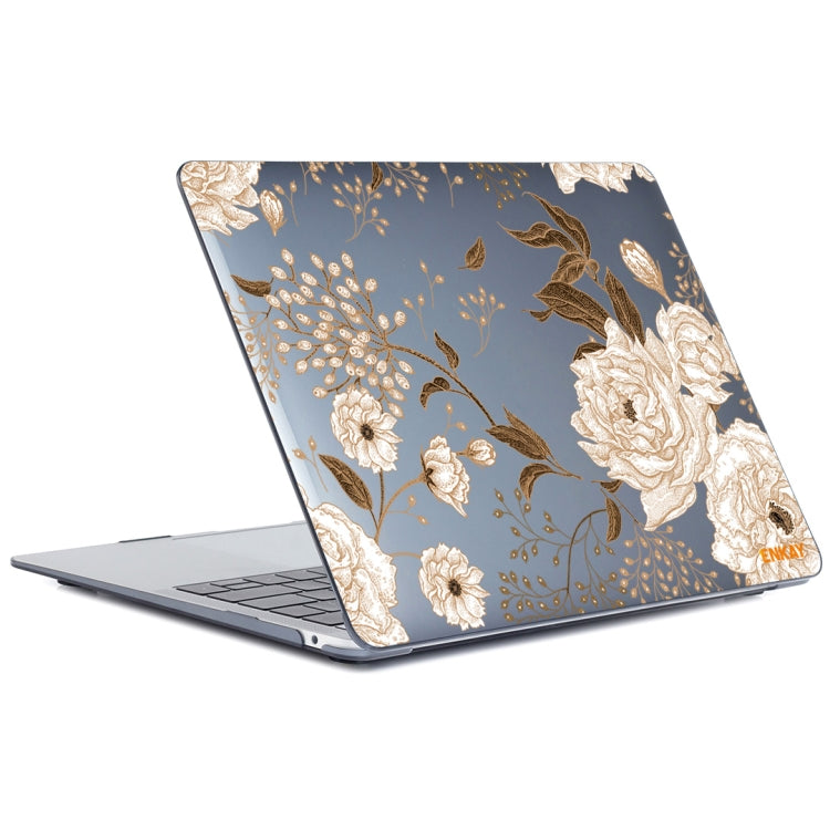 ENKAY Vintage Pattern Series Laotop Protective Crystal Case For MacBook Pro 13.3 inch A1706 / A1708 / A1989 / A2159(Golden Peony)
