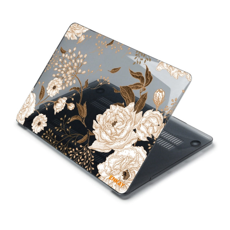 ENKAY Vintage Pattern Series Laotop Protective Crystal Case For MacBook Pro 16 inch A2141(Golden Peony)