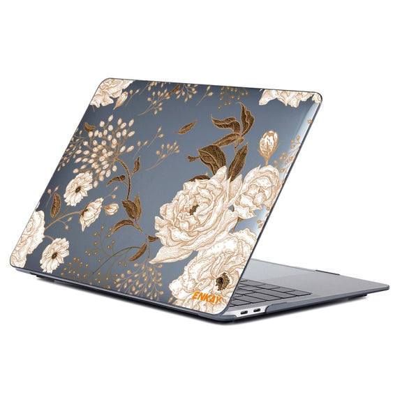 ENKAY Vintage Pattern Series Laotop Protective Crystal Case For MacBook Pro 16 inch A2141(Golden Peony)