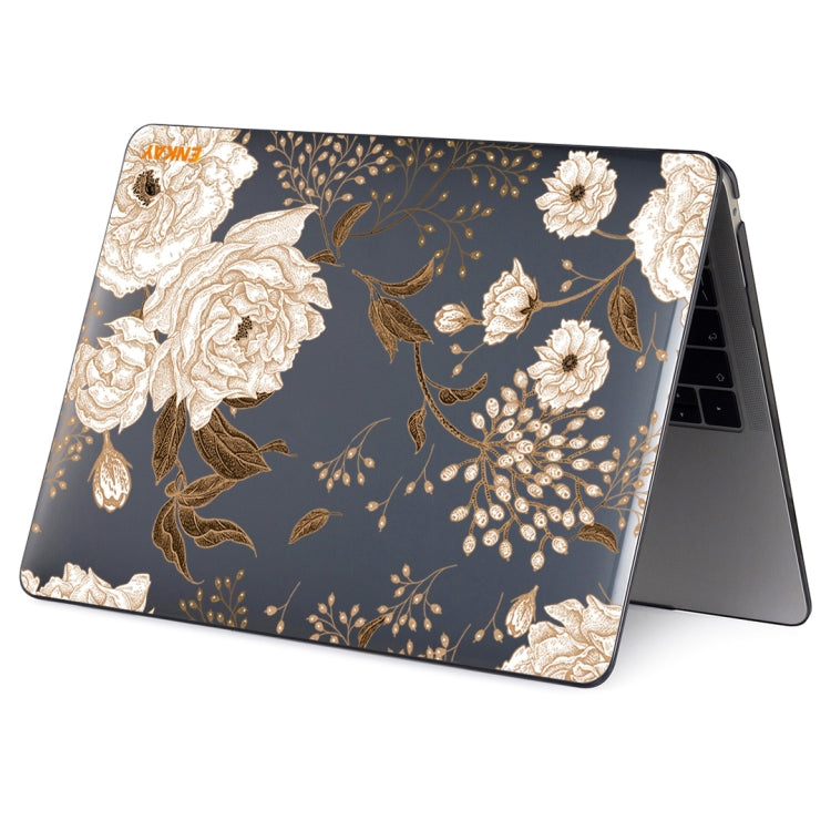 ENKAY Vintage Pattern Series Laotop Protective Crystal Case For MacBook Pro 16 inch A2141(Golden Peony)