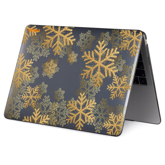 ENKAY Vintage Pattern Series Laotop Protective Crystal Case For MacBook Pro 16 inch A2141(Golden Snowflake)