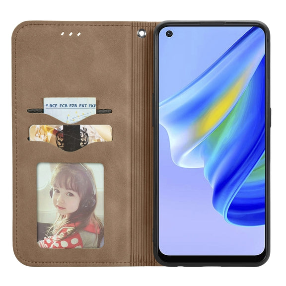 For OPPO A95 4G Retro Skin Feel Magnetic Horizontal Flip Leather Phone Case(Brown)
