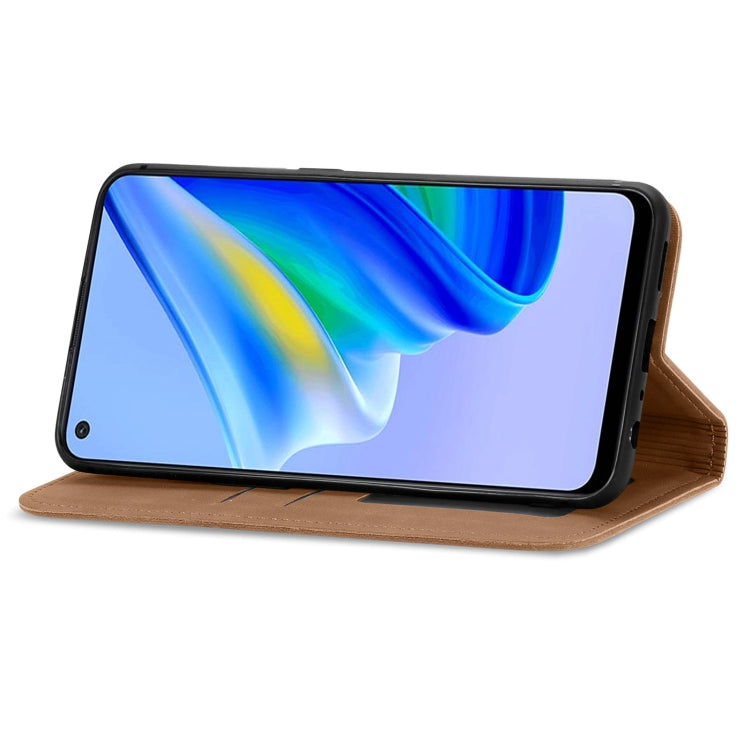 For OPPO A95 4G Retro Skin Feel Magnetic Horizontal Flip Leather Phone Case(Brown)