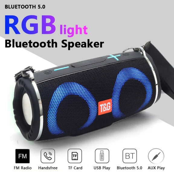 T&G TG642 RGB Light Water-resistant  Portable Bluetooth Speaker Support FM / TF Card(Gray)