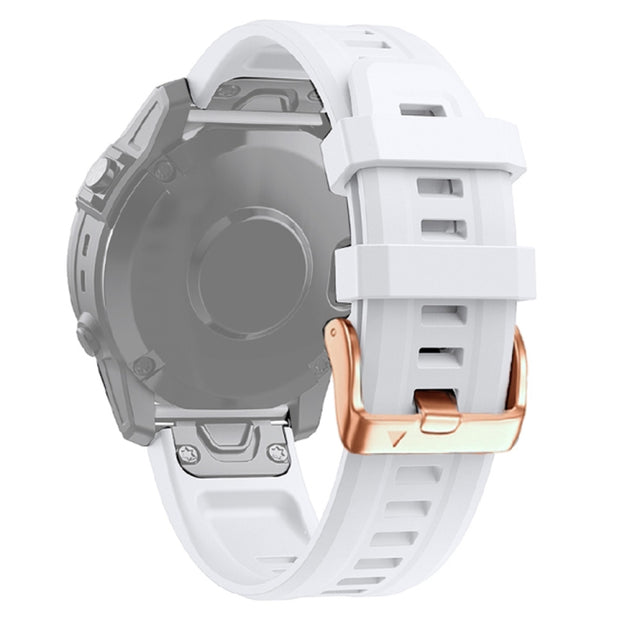 Compatible with Garmin Fenix 6S Pro 20mm Rose Gold Buckle Silicone Watch Band(White)
